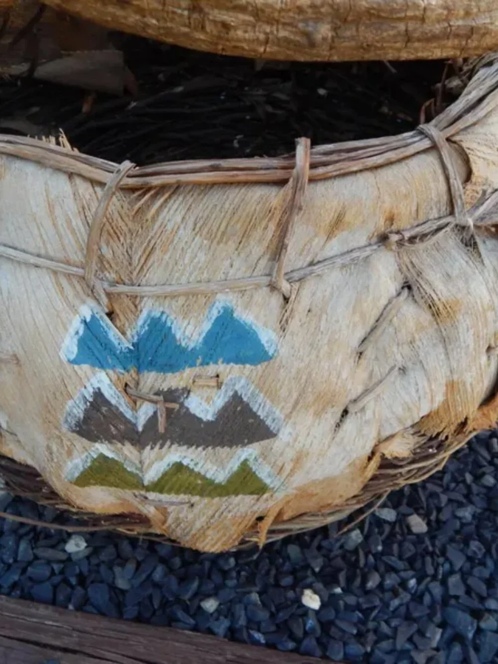 Vintage Coconut Husk & Twig Native American Style Southwestern Basket *****